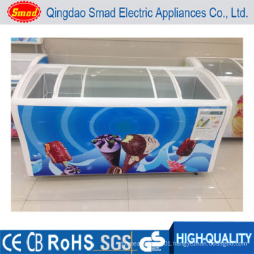 Commercial Big Capacity Deep Freezer Glass Top Door Chest Freezer